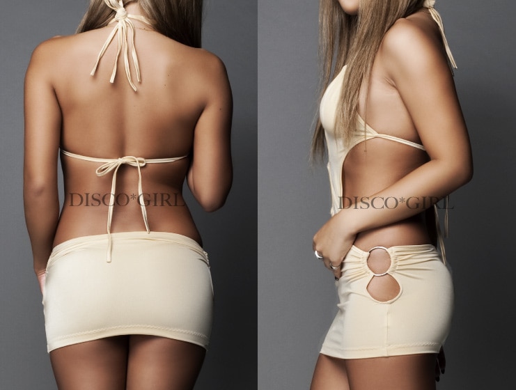 フロント＆サイドリング付きマイクロミニ ボディコン・ヌード