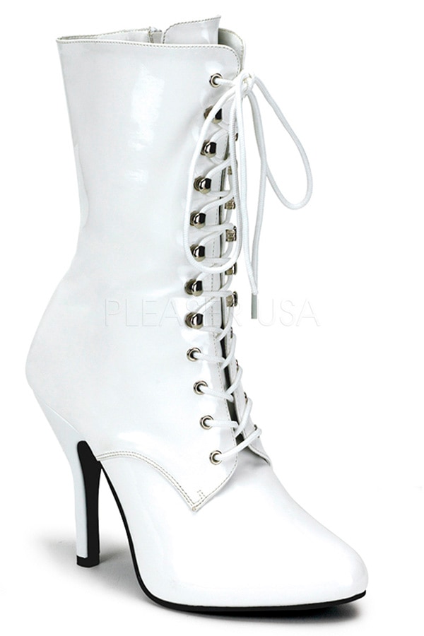 [ Pleaser プリーザー ] 11.5cmヒールレースアップショートブーツ/ ホワイトARENA1020/W