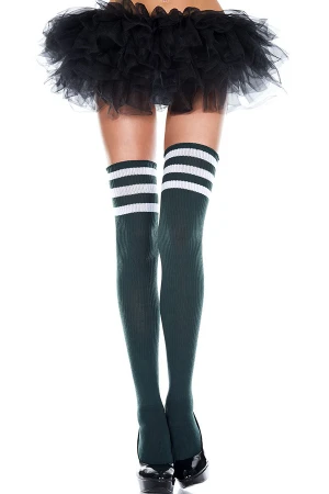 ラインニーハイソックス・ハンターグリーンホワイト