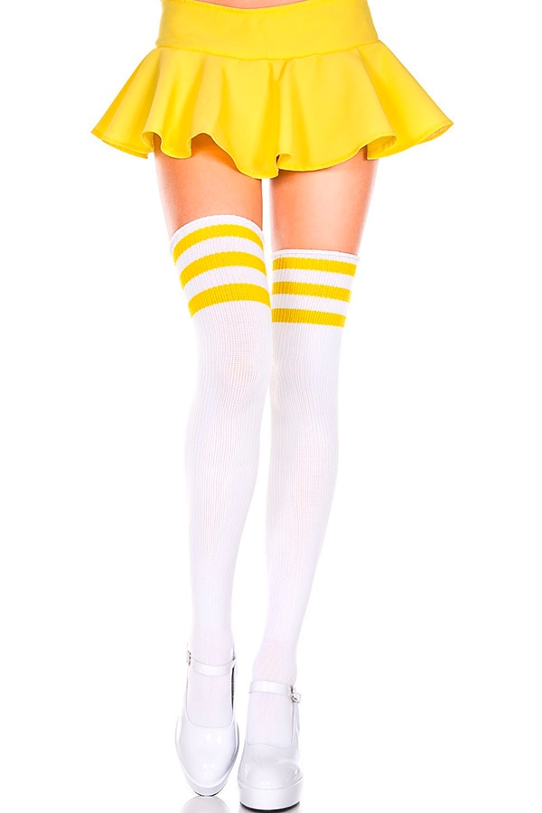 ラインニーハイソックス・ホワイトイエロー