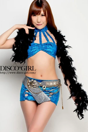 デザインホルターブラレースアップスカートセット・ラメブルー