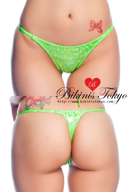 【BikinisTokyoオリジナル】Tバックショーツ・ホログラムラメライム