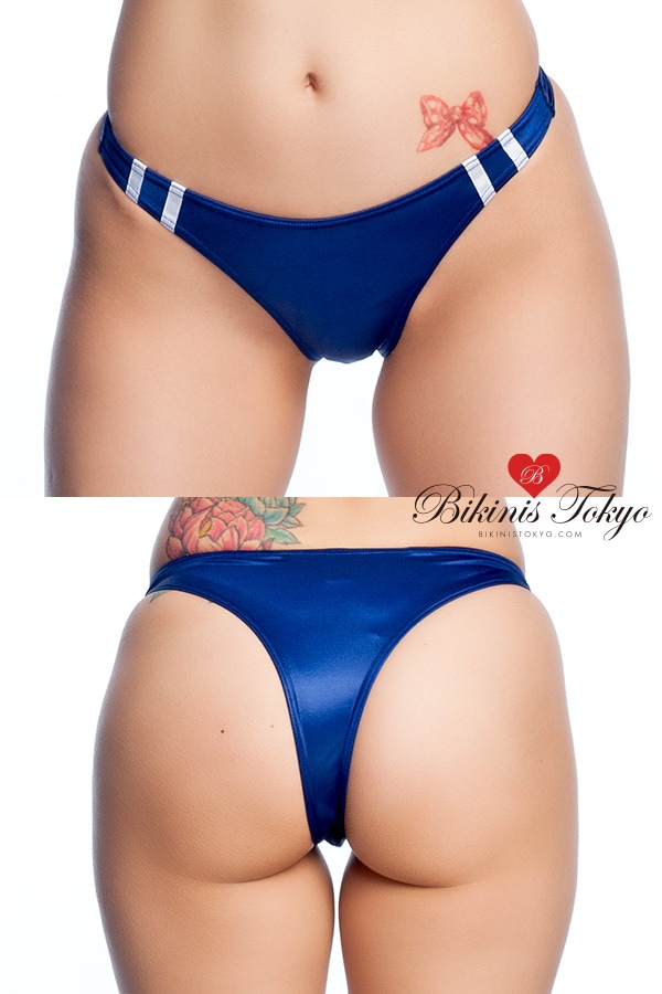 【ユニセックス】スーパーウェット素材ライン入りリオバックブルマ ・ネイビー