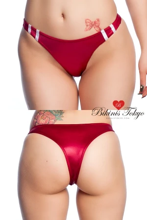 【ユニセックス】スーパーウェット素材ライン入りリオバックブルマ ・エンジ