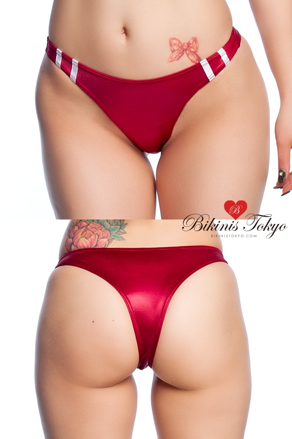 【ユニセックス】スーパーウェット素材ライン入りリオバックブルマ ・エンジ