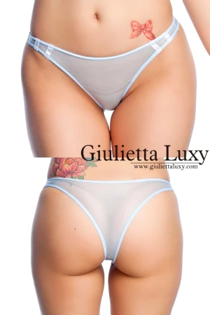 【ユニセックス】シースルーライン入りTバックショーツ ・サックス