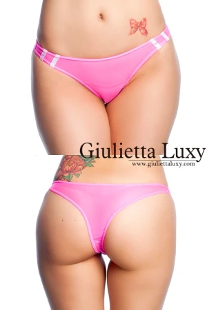 【ユニセックス】シースルーライン入りTバックショーツ ・蛍光ピンク