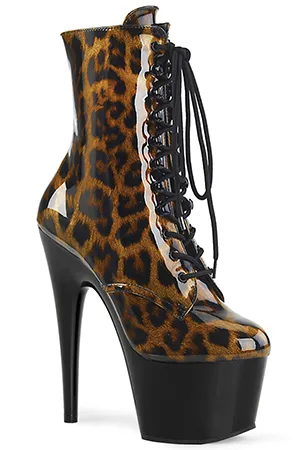 [ Pleaser プリーザー ] 7インチヒールヒョウ柄ブーツADO1020LP/BN-BGPT/B