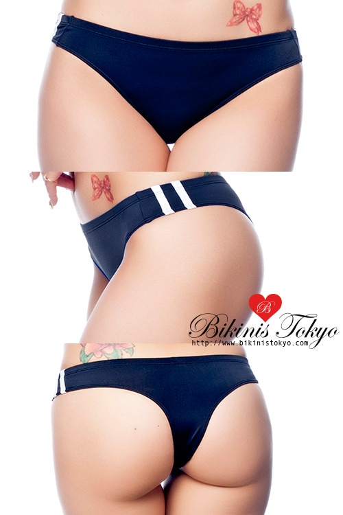 【ユニセックス】マットカラーサイドラインブルマTバックショーツ・ブラック