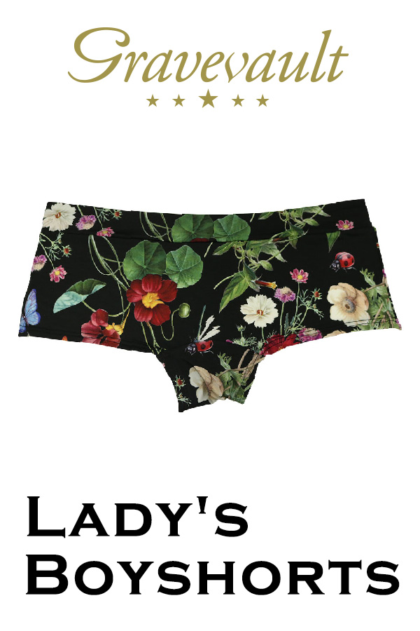 gravevault レディースボーイズショーツ・Flora・ブラック