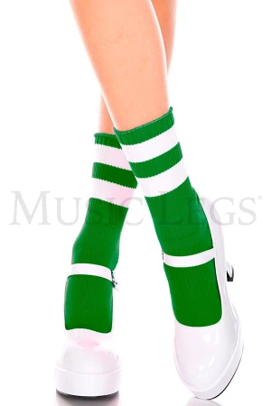 ライン入りアンクルソックス・ケリーグリーンホワイト