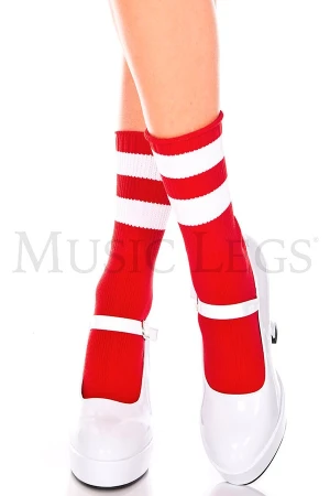 ライン入りアンクルソックス・レッドホワイト