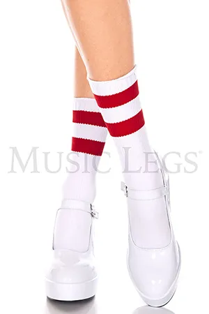 ライン入りアンクルソックス・ホワイトレッド