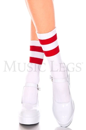 ライン入りアンクルソックス・ホワイトレッド