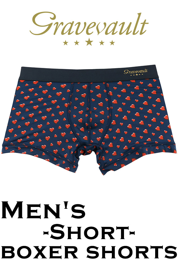 【メンズ】gravevault Shotボクサーショーツ・ハートドットネイビー