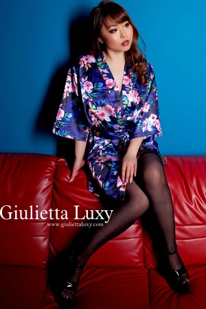 フラワー光沢ローブ・ブルー