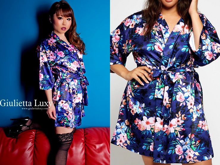 フラワー光沢ローブ・ブルー