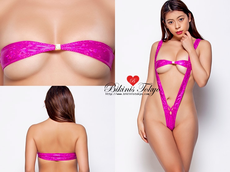 【BikinisTokyoオリジナル】極小チューブブラ・ホログラムラメピンク