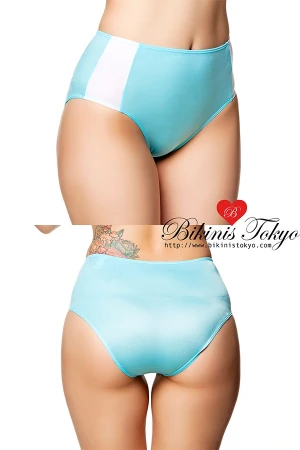 【ユニセックス】太ラインハイウエストショーツ・ベビーブルー