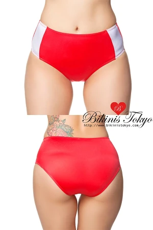 【ユニセックス】太ラインハイウエストショーツ・レッド