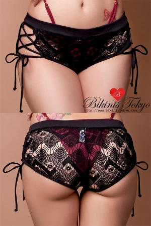 サイド編み上げビーチショートパンツ