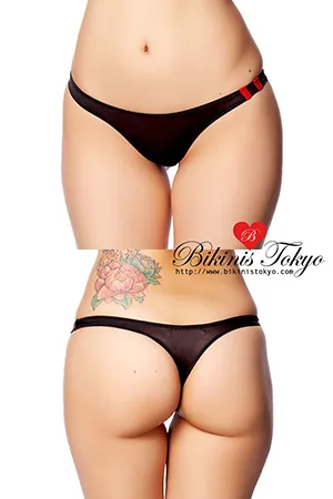 【ユニセックス】シースルーサイドラインTバックショーツ ・ブラック