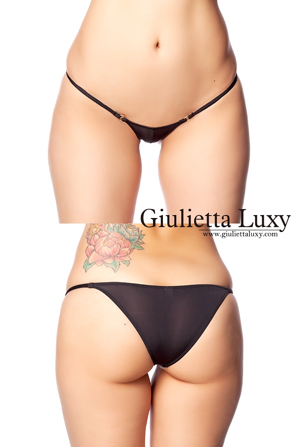 フロントセンターシャーリングシースルーショーツ・ブラック