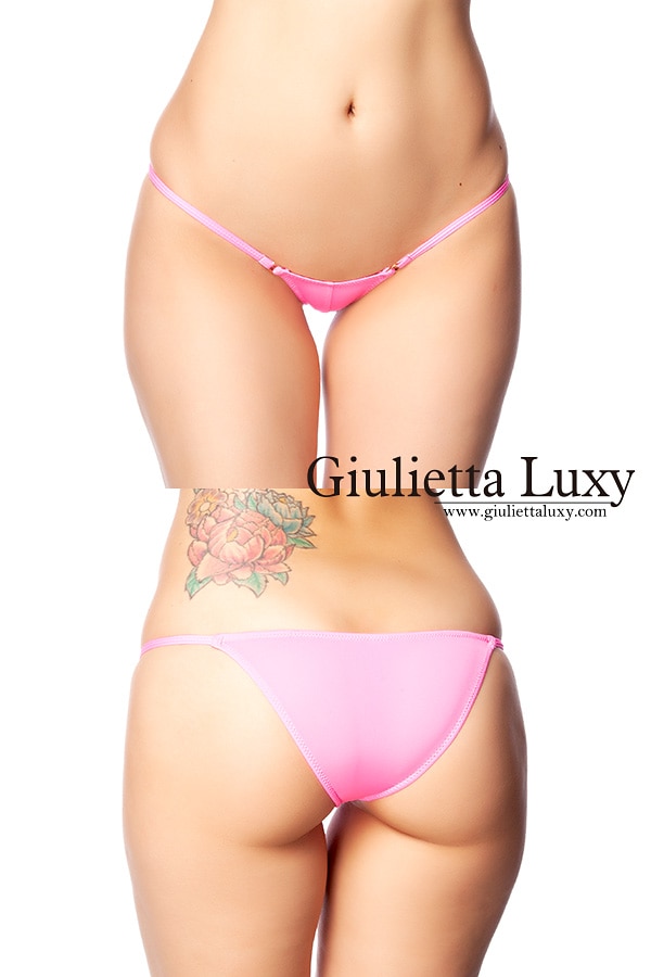 フロントセンターシャーリングシースルーショーツ・ピンク