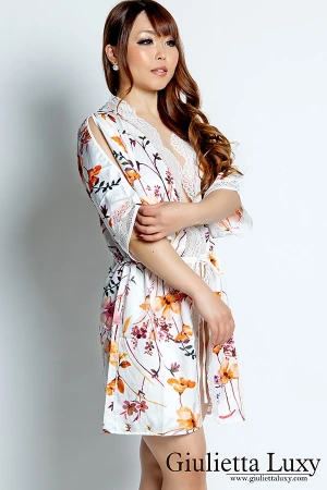 花柄ローブ ・ホワイト