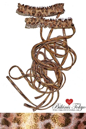 ガーター付き レッグロープ2本セット・ゴールドレオパード