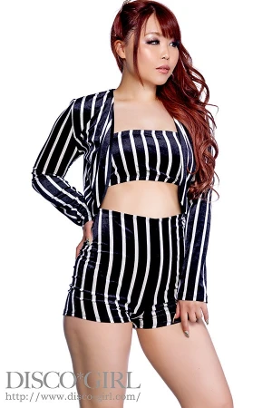 ジャケットハイウエストボトムチューブブラ3点セット