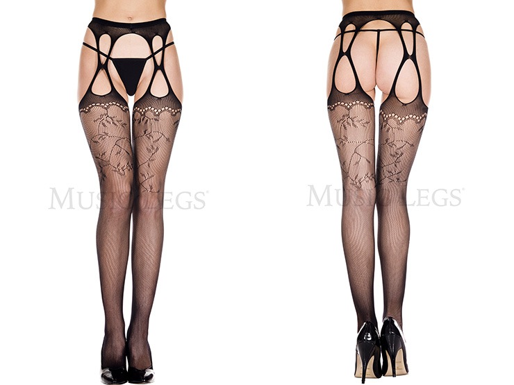 レース柄サスペンダーガーターストッキング