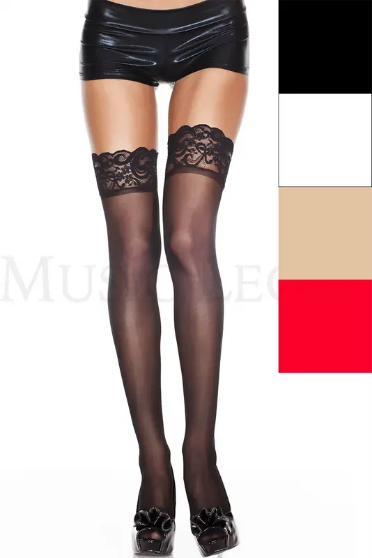 シリコングリップレースガーターシースルーニーハイストッキング