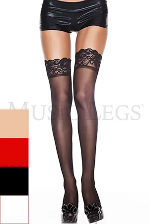シリコングリップレースガーターシースルーニーハイストッキング