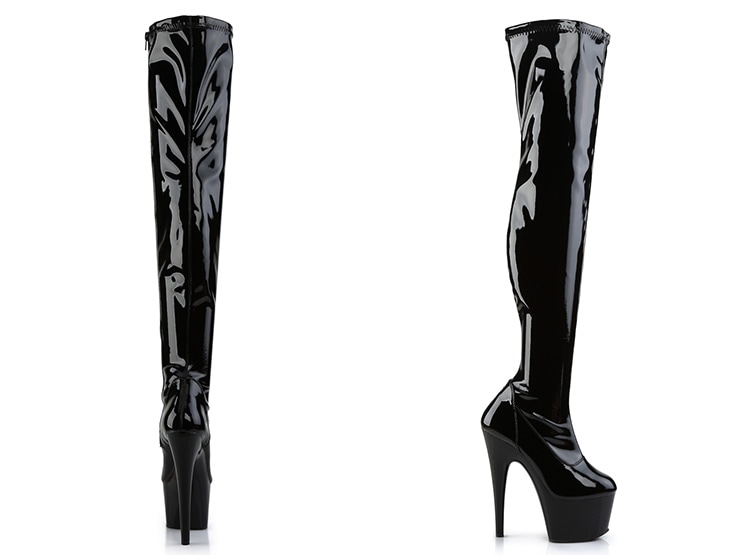 [ Pleaser プリーザー ]7インチヒールサイハイブーツADO3000/B/M・ブラック