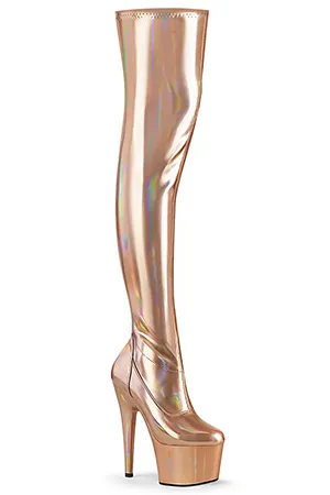 [ Pleaser プリーザー ]7インチヒールサイハイブーツADO3000HWR/ROGLDHG/M・ローズゴールド