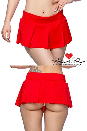 プリーツミニスカート・レッド