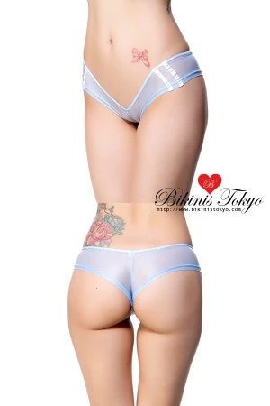 極薄シースルー極浅ローライズラインショーツ・サックス