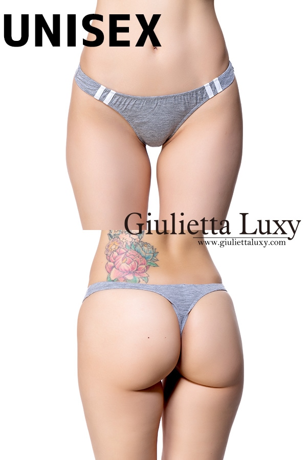 【ユニセックス】ヨリセル素材ラインショーツTバック・グレー