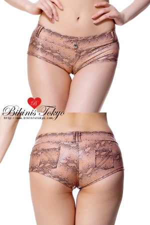 マイクロミニ ホットパンツ・ブラウンスネーク