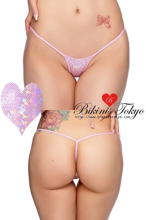【BikinisTokyoオリジナル】マイクロGストリングショーツ・ホログラムラメベビーピンク