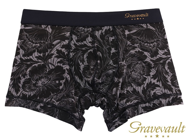 【メンズ】gravevault Shotボクサーショーツ・FLOWER・グレーブラック