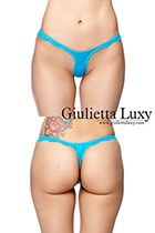 ほんのり透けるツルツルもちもち素材のティアドロップTバックショーツ・ブルー|パンティ・ショーツ|下着・ランジェリー