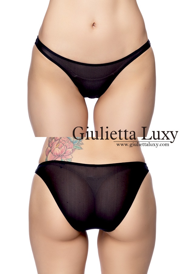 【ユニセックス】クラシックカラーシースルーフルバックショーツ・ブラック