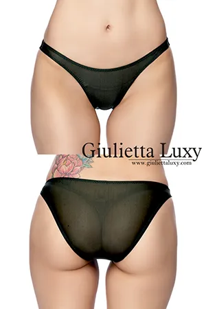 【ユニセックス】クラシックカラーシースルーフルバックショーツ・カーキ