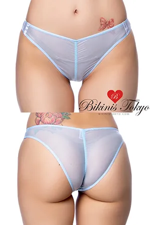 シースルー素材センターシャーリング食い込み加工ブルマ・ベビーブルー