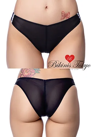 シースルー素材センターシャーリング食い込み加工ブルマ・ブラック