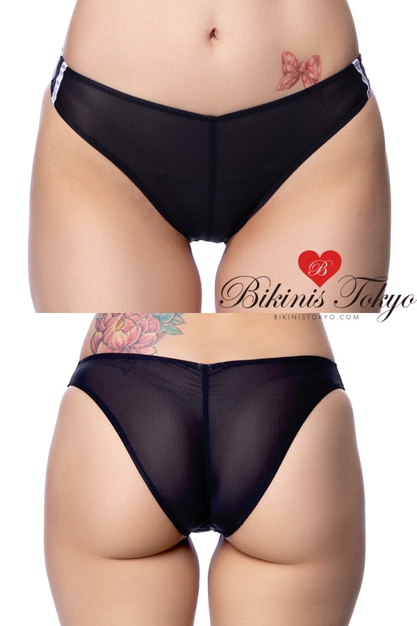 シースルー素材センターシャーリング食い込み加工ブルマ・ブラック