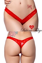 レースセンターシャーリングマイクロヒップハング ・レッド|パンティ・ショーツ|下着・ランジェリー