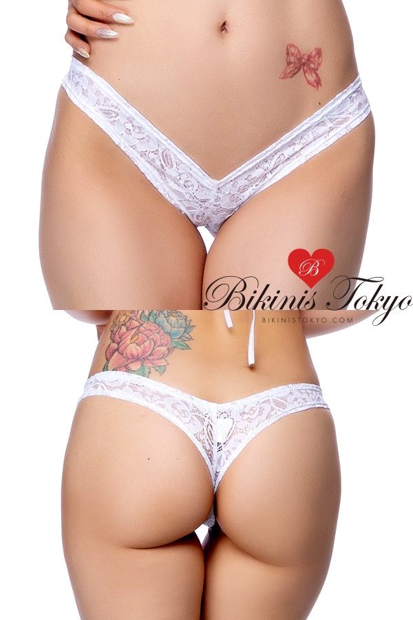 レースセンターシャーリングマイクロヒップハング ・ホワイト